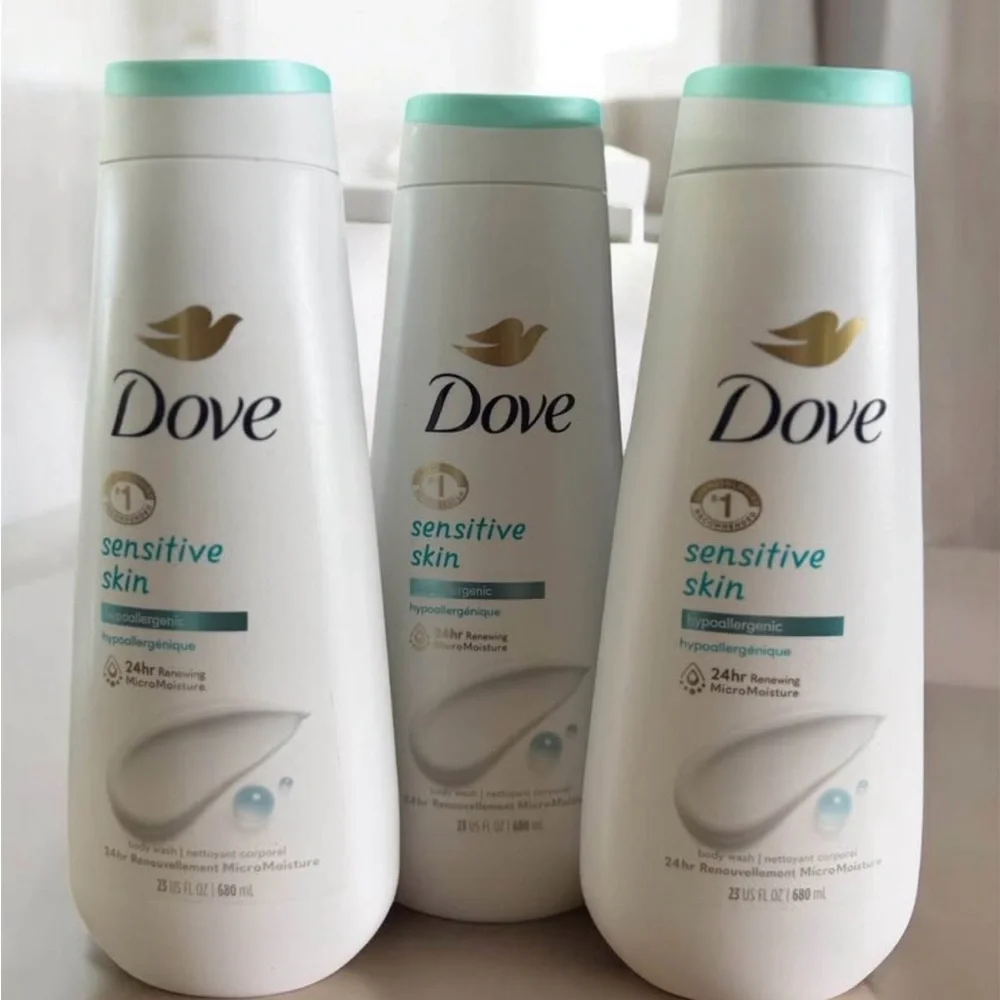 Dove Sensitive Skin Body Wash 3-pack 23oz each (69oz Total) Hypoallergenic